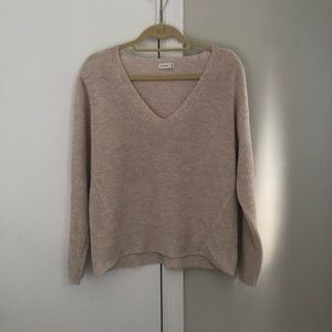 Oatmeal Vneck knit sweater